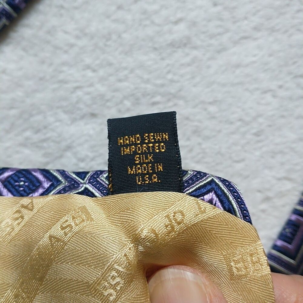 Robert Talbott Best of Class Tie Necktie Silk Geometric Purple Blue USA 3.75x59" - Picture 8 of 8